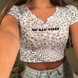 baby blue cheetah print crop top